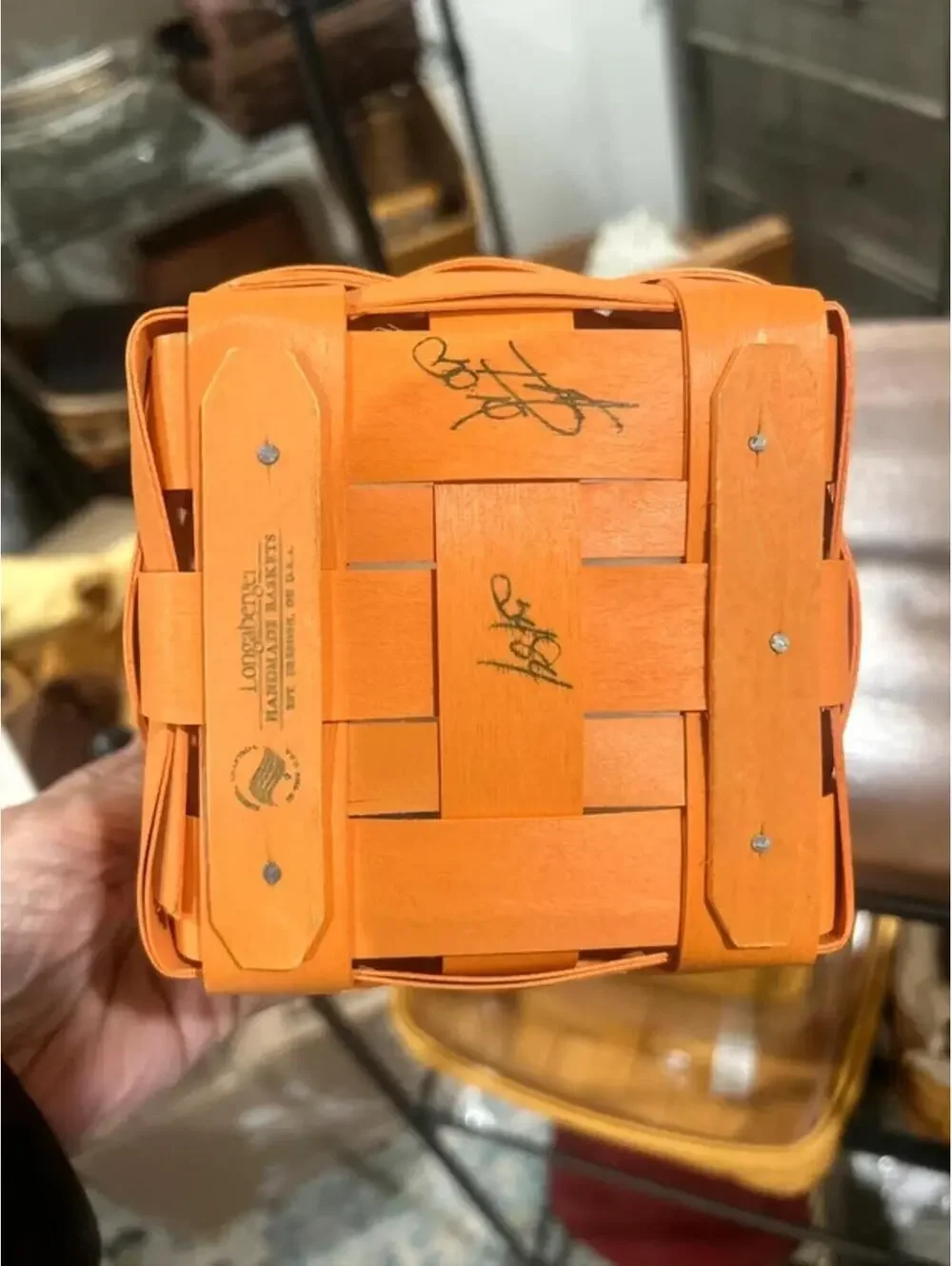 Longaberger basket orange square